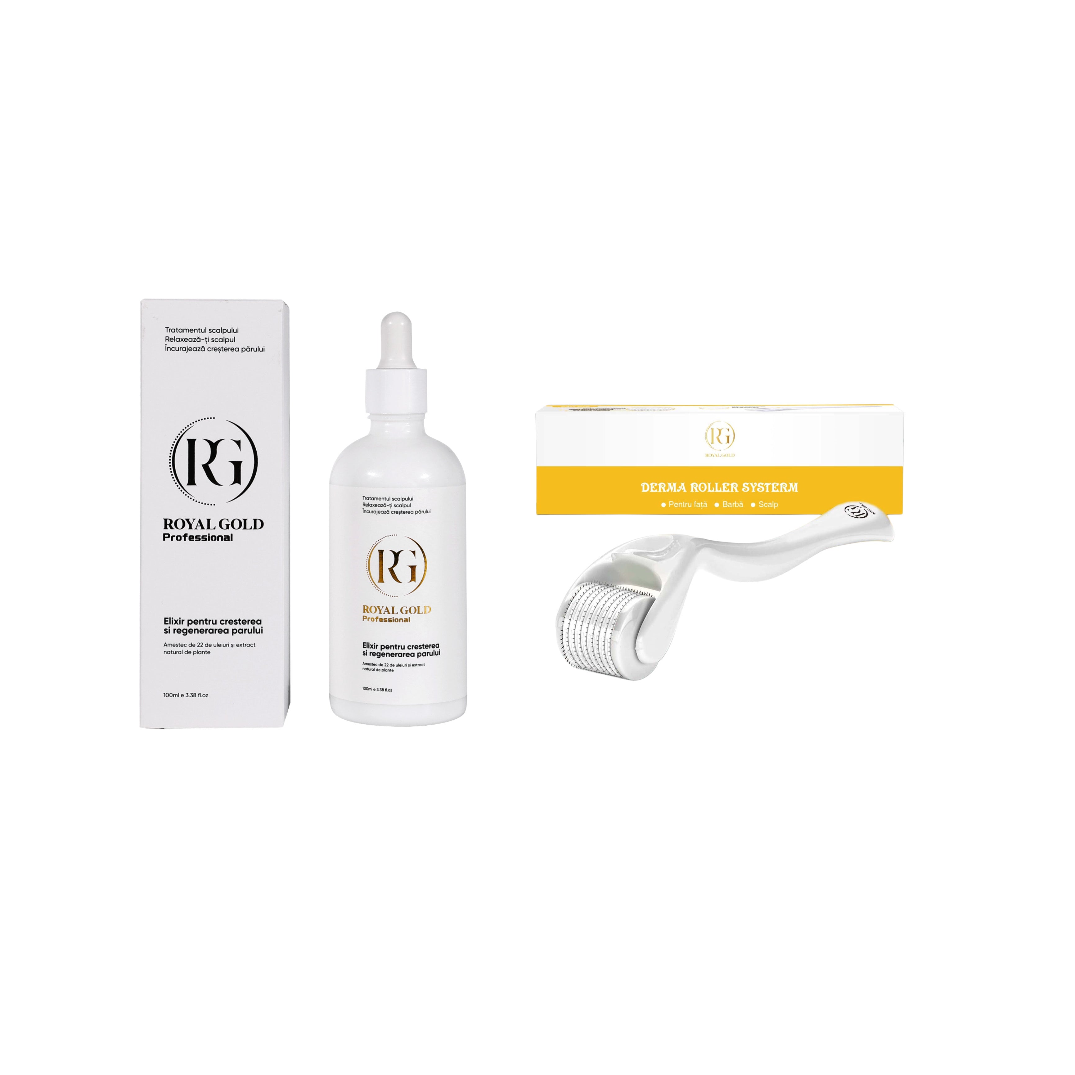 Elixir pentru creșterea si regenerarea părului Royal Gold Professional+ Derma roller - Redist