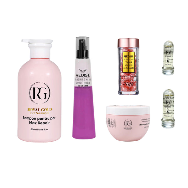 Gama Max Repair Pink + Balsam bifazic Arginine + Capsule Pink + 2 x Mască lichidă