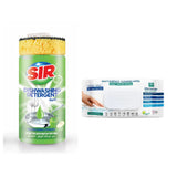 Pachet detergent vase Sir Apple cu burete 1000 ml + şerveţele multi suprafeţe cu bicarbonat Deep Fresh 100 bucăţi