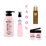 Sampon cu Biotina Redist 500ml+ Masca de par cu Biotina Redist 250ml+ Balsam bifazic cu Biotina Redist 225ml+CADOU: Face and Body Glow Golden Brown 100 ml