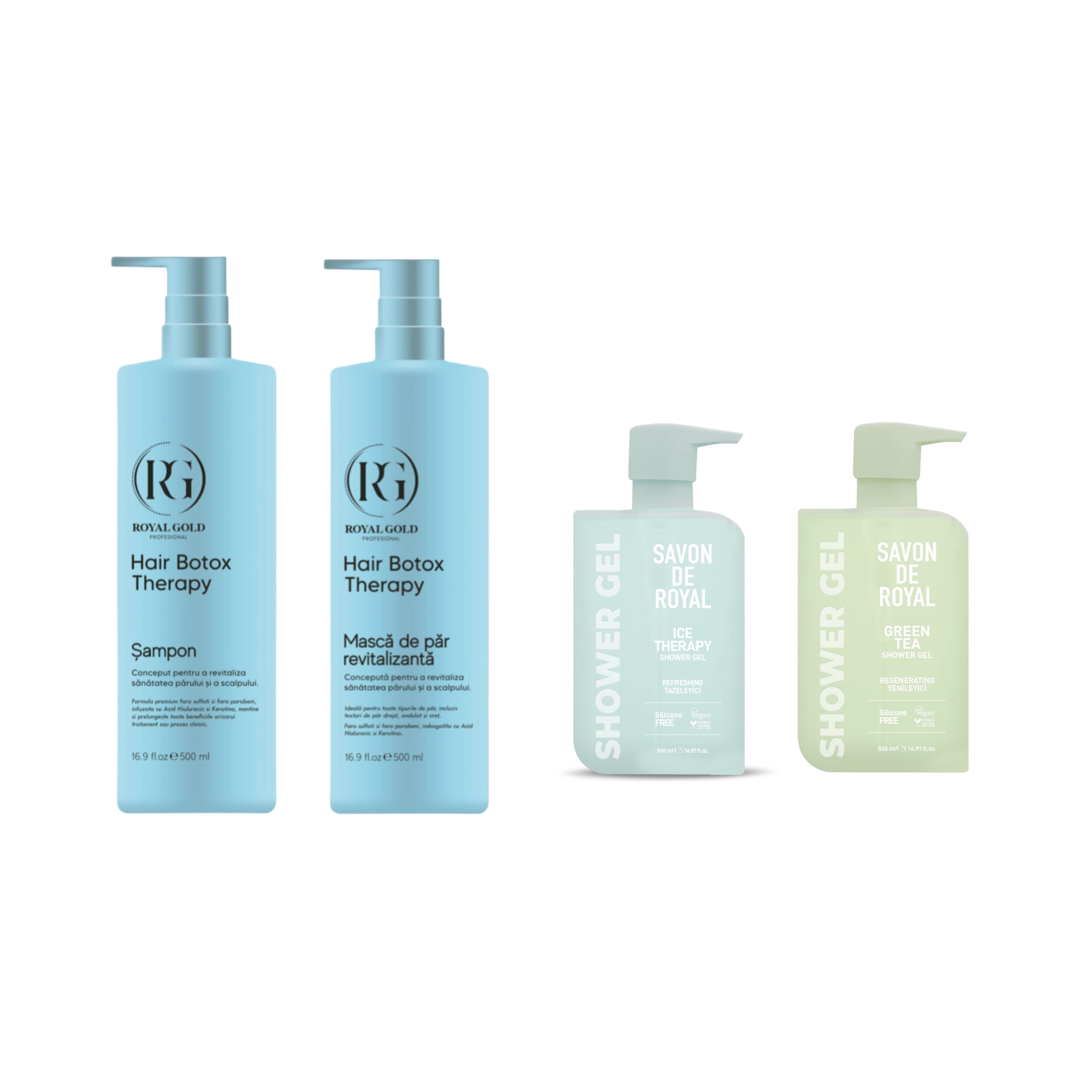 Pachet hidratare intensă Royal Gold Boto Therapy + 2 x Geluri de duș Ice Therapy și Green Tea Deep Fresh