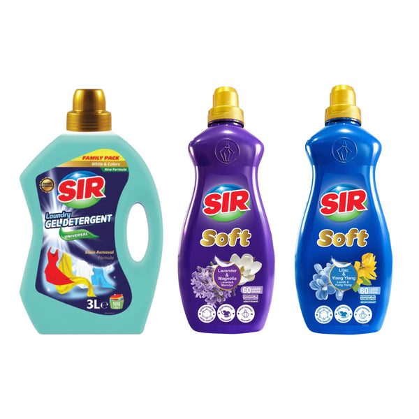 Kit rufe: Detergent Sir Rufe albe și colorate+ Balsam Rufe Sir Lavandă și Magnolie+ Liliac și Ylang Ylang