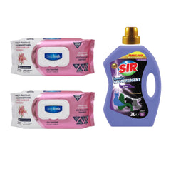 Şerveţele umede pentru multi suprafeţe Crini , bicarbonat şi oțet Deep Fresh Odor Lock Technology 100 de bucăți x 2 pachete + Detergent pentru haine negre Sir Black  3 Litri