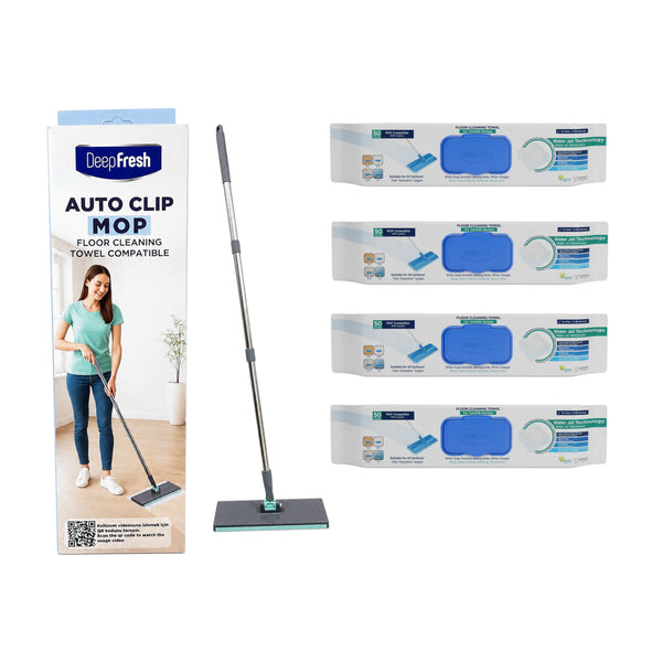 Nou: Mop cu click + 4 Rezerve mop Deep Fresh