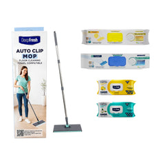 Nou: Mop cu click + 2 rezerve șervețele mop + 2 pachete șervețele mulți suprafețe Deep Fresh