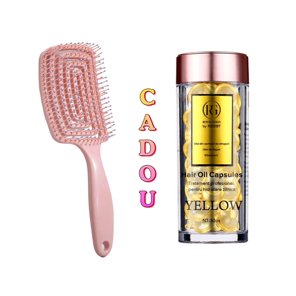 Capsule ser tratament pentru par Yellow Royal Gold by REDIST 30 buc+ CADOU : Perie pentru par flexibila - Redist