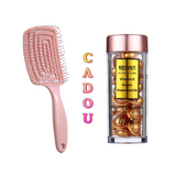 Capsule pentru par Gold cu Vitamina E, Ulei de Argan, si Ulei din samburi de Struguri Redist 30 buc + CADOU : Perie pentru par flexibila