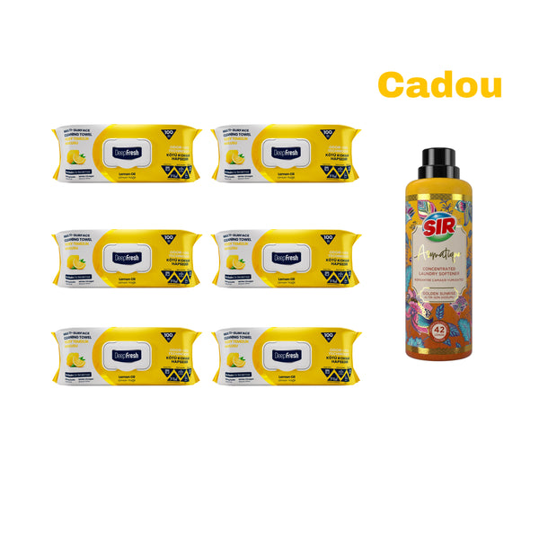 Pachet 6 șervețele lemon Odor-Lock technology Deep Fresh + Cadou Balsam de rufe SIR Aromatique Concentrat Golden Sunrise