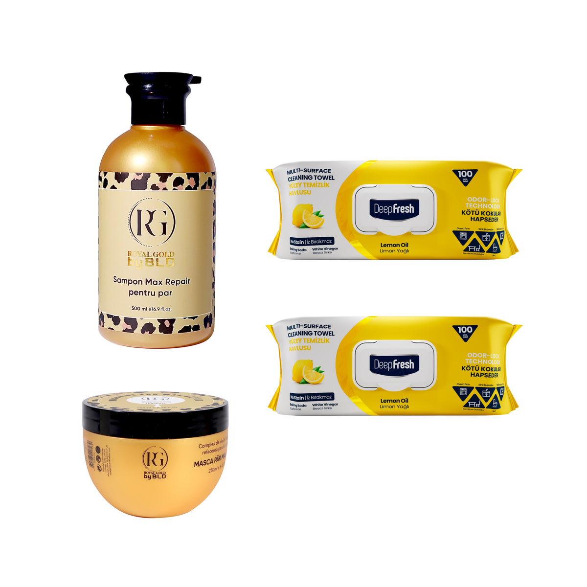 Pachet Gold Bld Max Repair + Șervețelele cu bicarbonat și oțet Deep Fresh