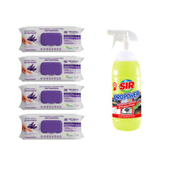 4 Pachete Șervețele Deep Fresh multisuprafețe lavandă + Cadou Soluție degresantă Sir Pro Power 1000 ml - Redist