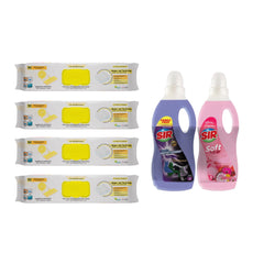 Șervețele mop cu lămâie, bicarbonat și oțet × 4 pachete + Detergent rufe negre + Balsam rufe