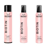 Pachet pentru volum și antifrizz:Hair Care Mousse Biotin 200 ml+ Hair Styling Mousse Biotin Redist 200 ml+ Hair spray fixativ Biotin 250 ml