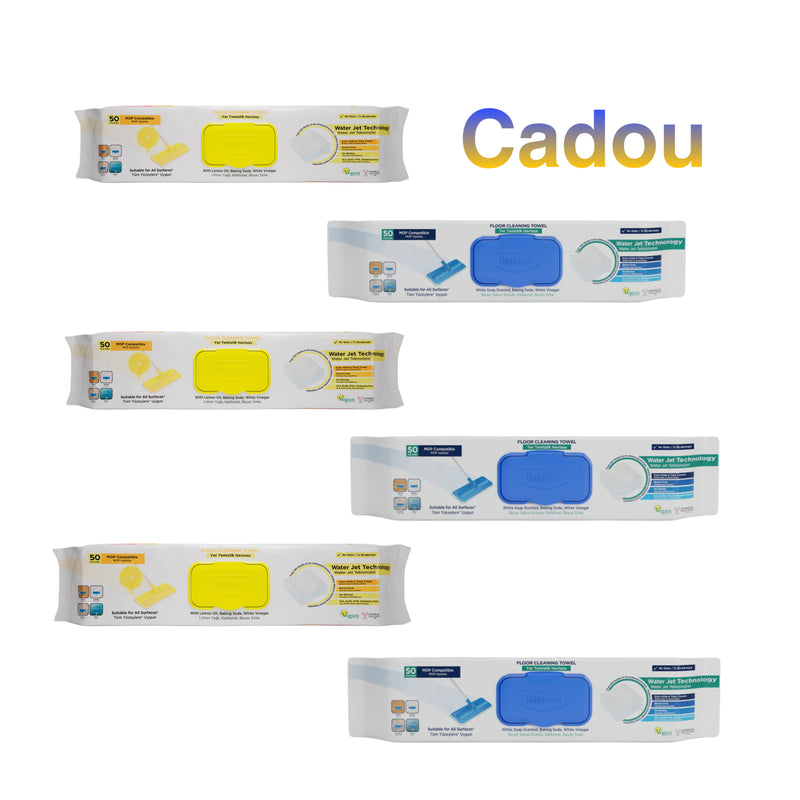 5 + 1 Cadou : Șervețele mop pentru multi suprafețe cu bicarbonat si otet 50 buc × 3 pachete + Șervețele mop pentru multi suprafețe cu lămâie , bicarbonat si otet 50 buc x 3 pachete