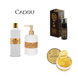 Pachet profesional pentru îngrijire barba, zona ochilor și corp: Ulei barba cu argan + Pachuri Gold pentru ochi + Cadou: Set pentru maini și Corp White Pearl