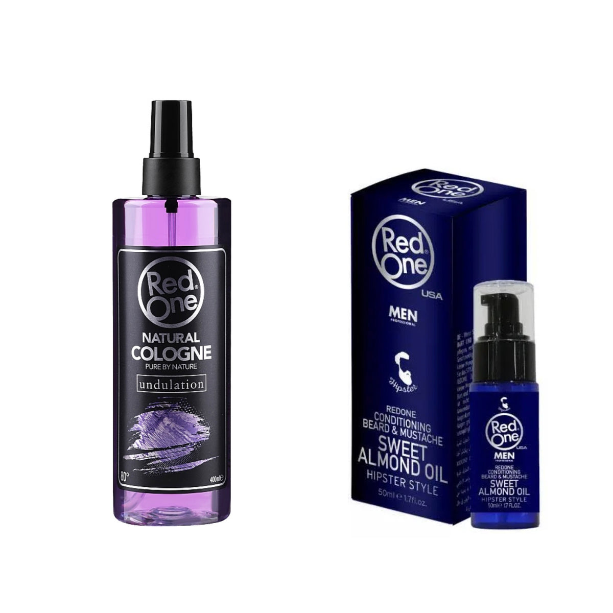 Set profesional pentru îngrijirea bărbii: Ulei de migdale pentru barba + Apa de colonie pentru fata și corp Undulation 400 ml - Redist