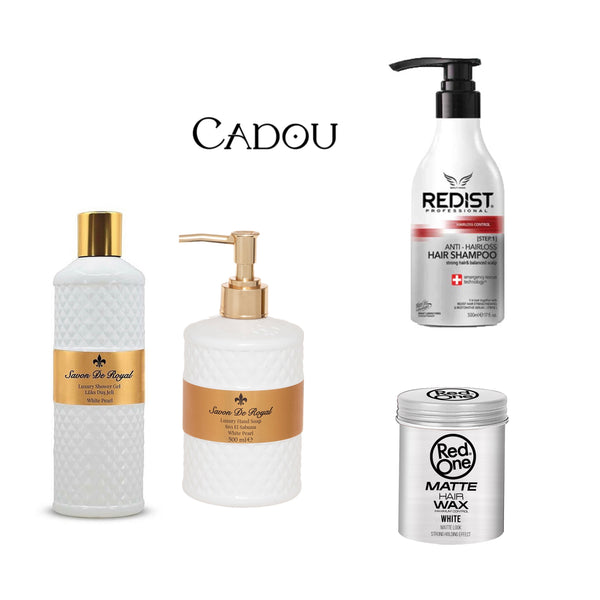 Pachet profesional împotriva caderii parului: Sampon profesional împotriva caderii parului + Ceara Mata White + Cadou: Set pentru maini și corp White Pearl - Redist