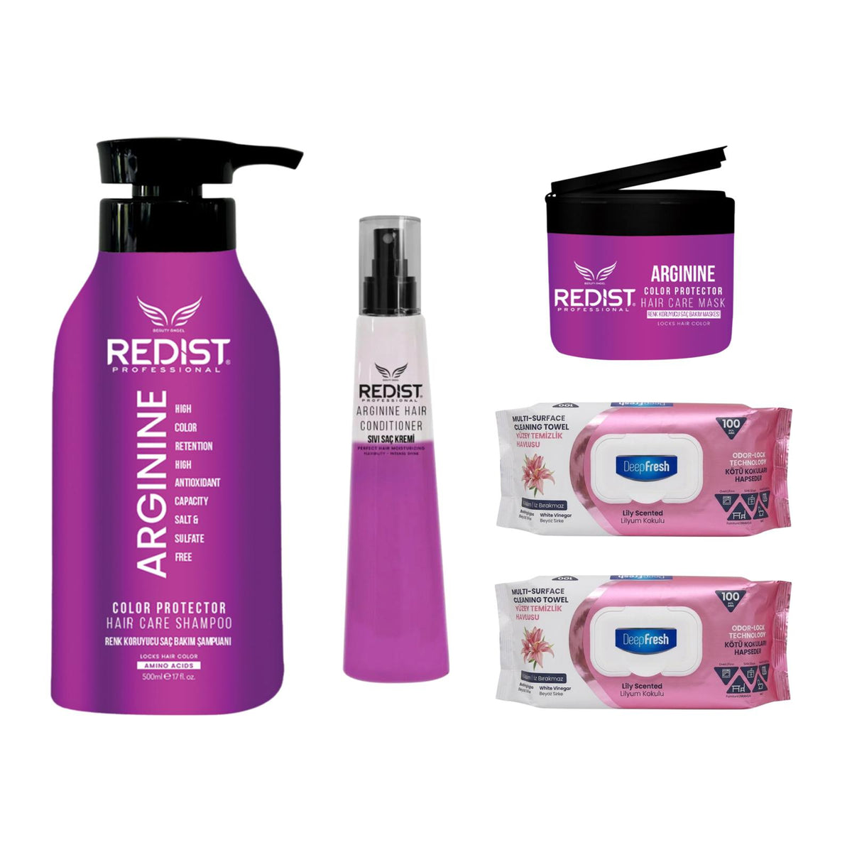 Gama cu Arginine + 2 x Pachete șervețele Crini Deep Fresh odor lock technology
