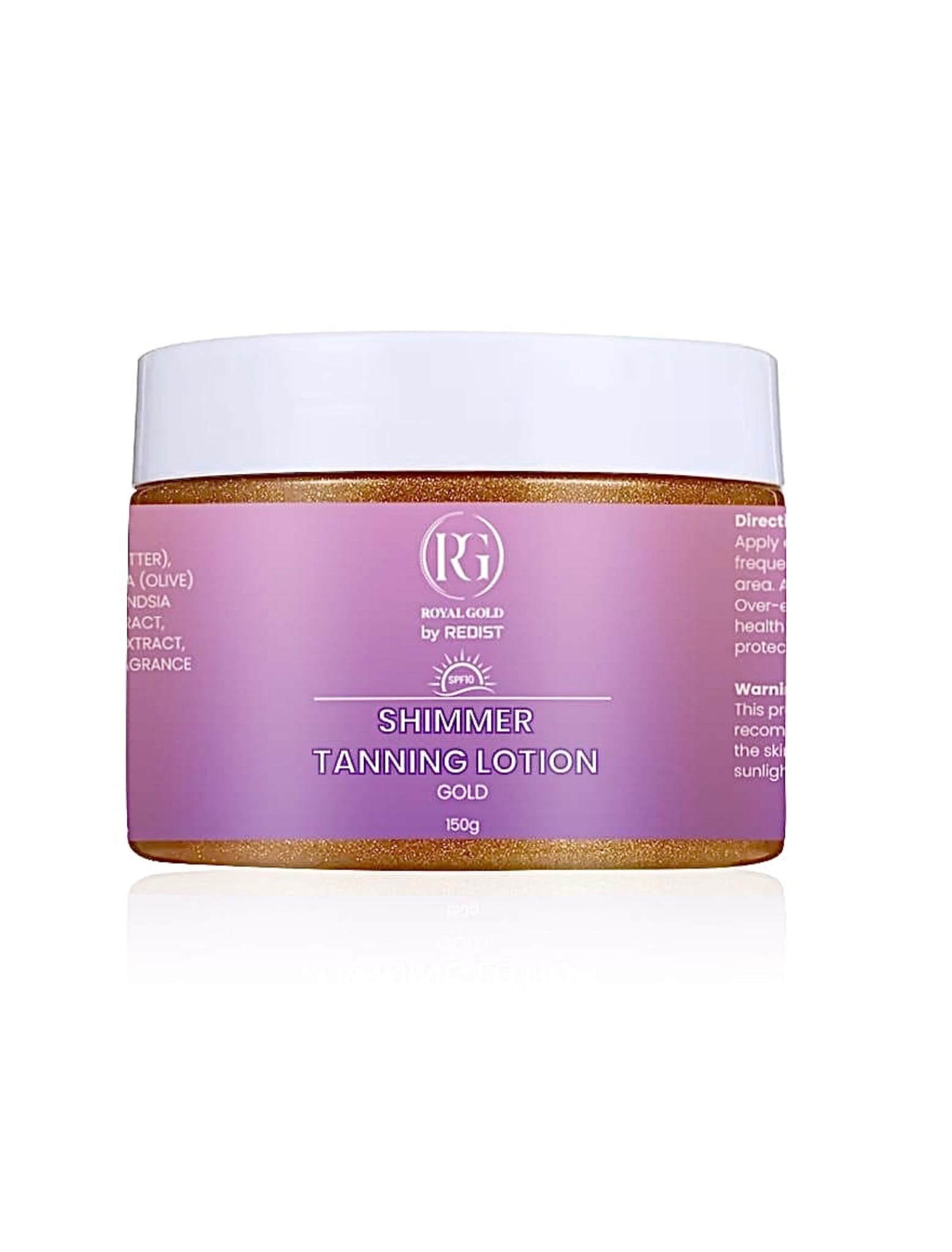 Shimmer Tanning Lotion SPF 10 Royal Gold by Redist, Gold 150 g